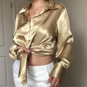Vintage Satin Gold Blouse